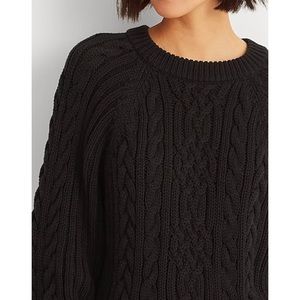 Lauren Raulph Lauren Cable-knit Dolman-sleeve Sweater Black 1X